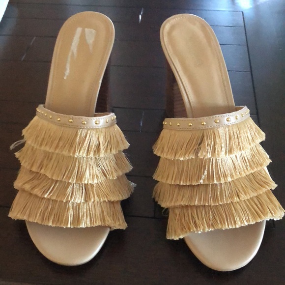 Michael Kors Oyster Fringe Mule Sandal - Picture 2 of 3